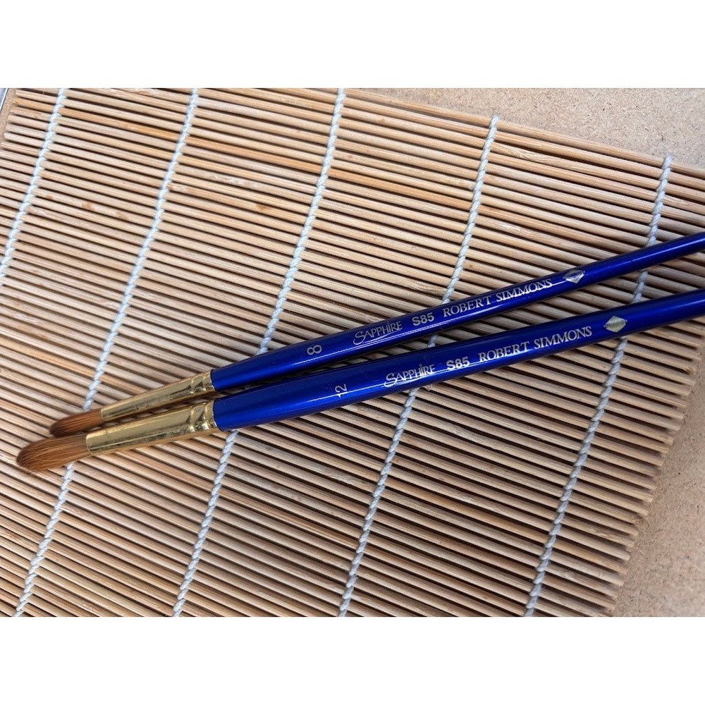 Robert Simmons Sapphire S85 Round Paint Brushes Size 8 and 12 Blue Short Handle